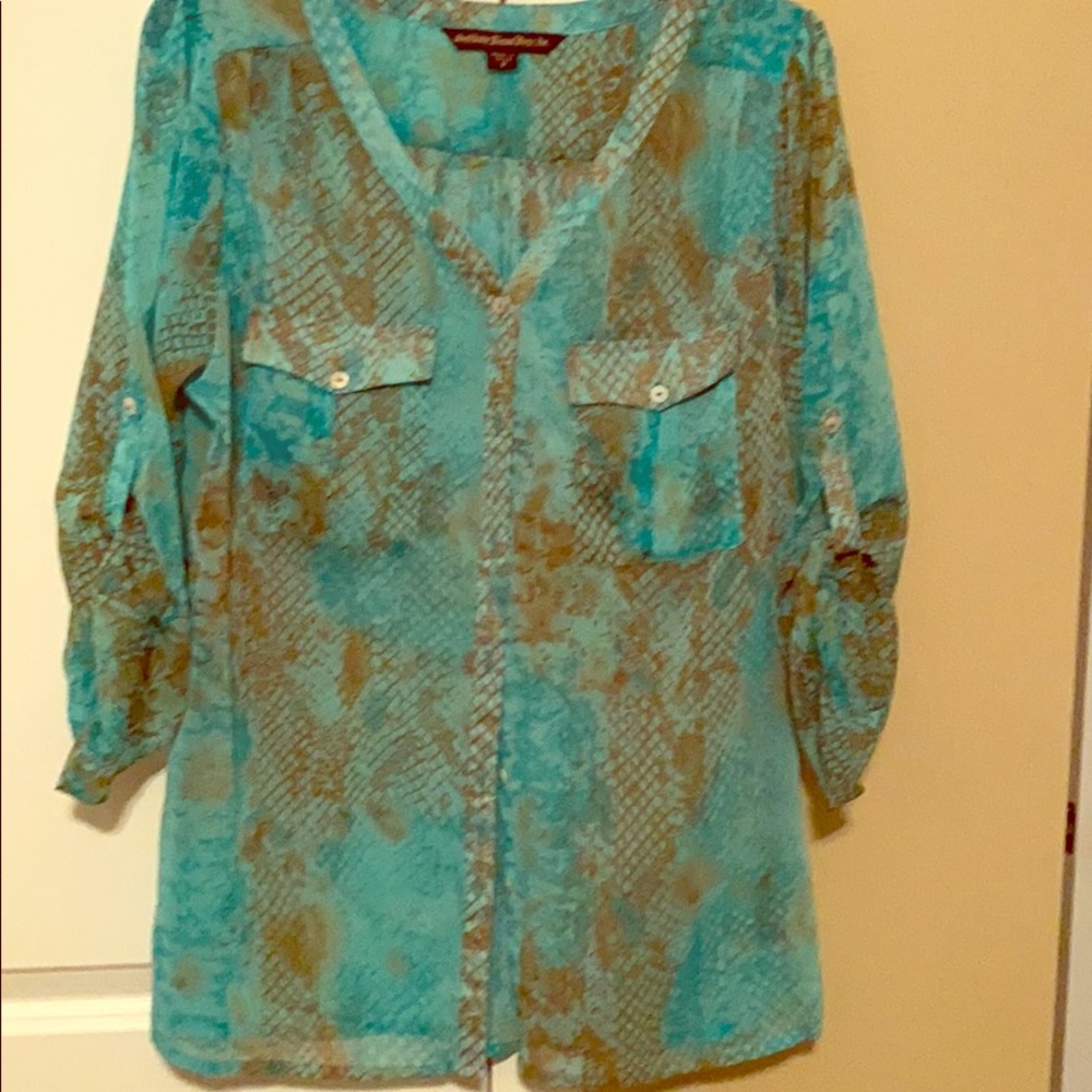 Long sleeve sheer blouse